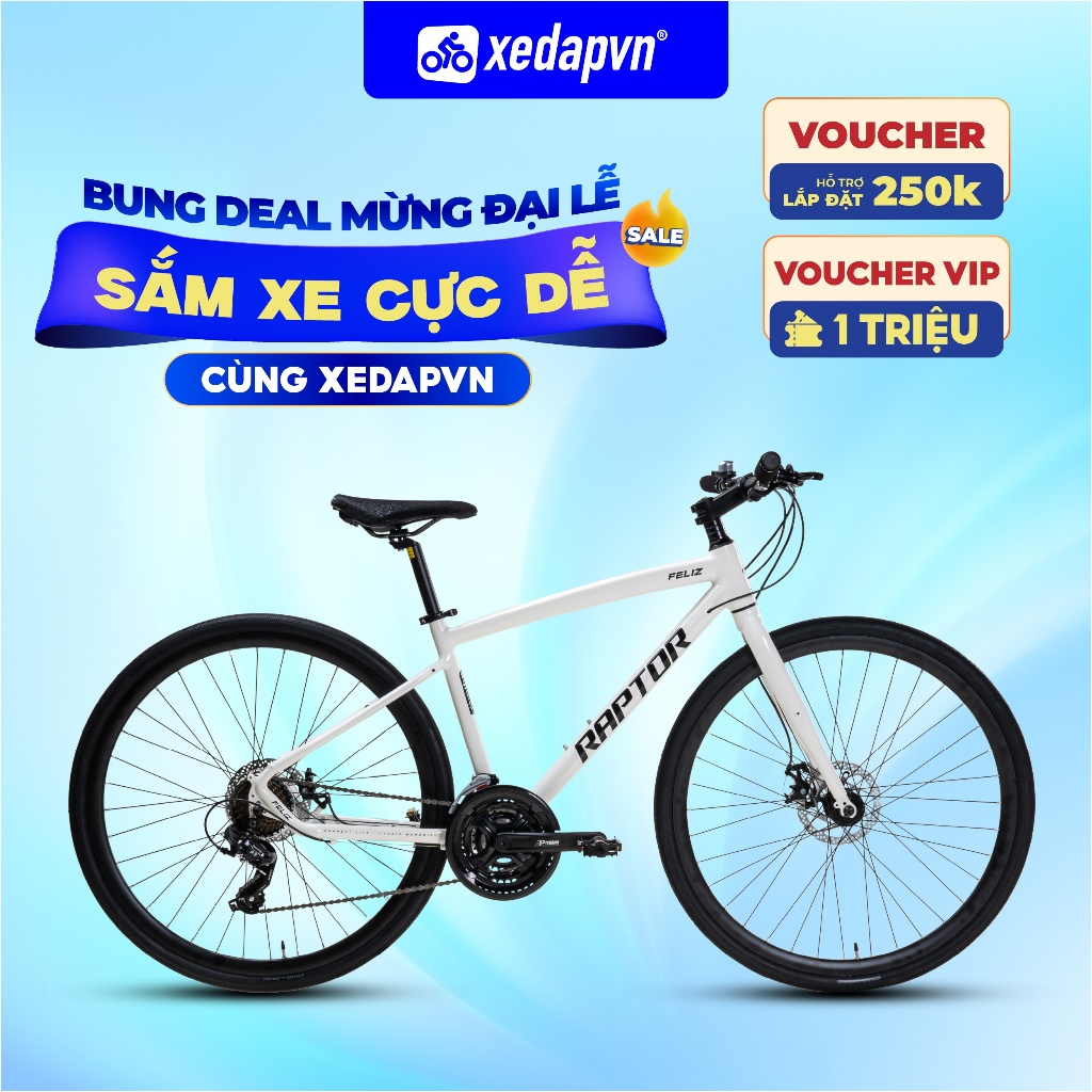 Xe Đạp Touring RAPTOR FELIZ 1 – Bánh 700C, 24 Tốc Độ – Cho Người Cao 1m55–1m75 – Phanh Đĩa, Nhẹ Êm |