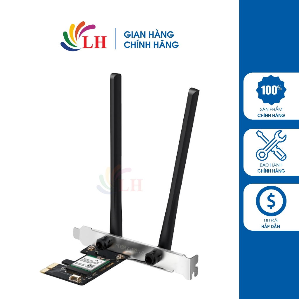 Card mạng PCIe Mercusys AX3000 Wifi 6 Bluetooth 5.3 PCle Adapter MA80XE - Hàng chính hãng