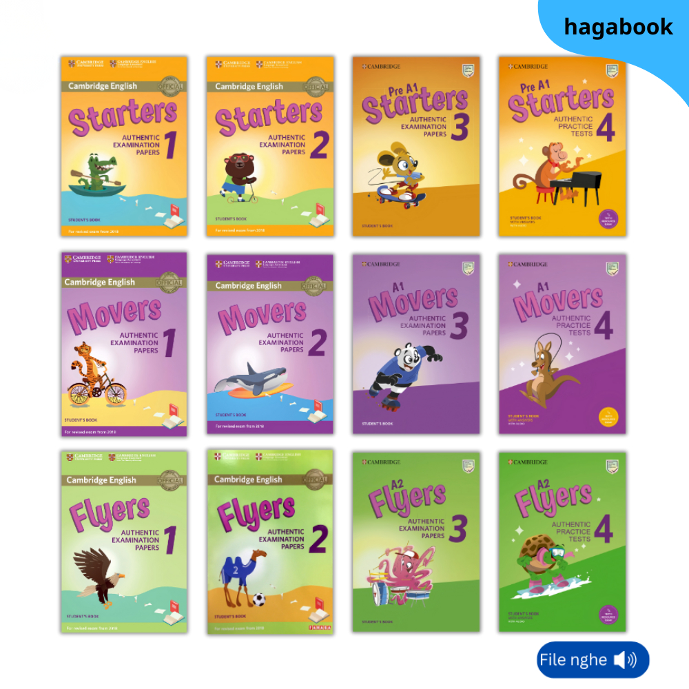 Sách Starters - Flyers - Movers Authentic Examination - Exam From 2018 - Bản in laser Tặng File nghe