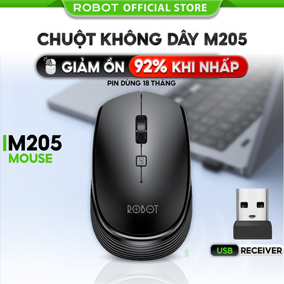 Chuột Không Dây ROBOT M205 - USB 2.4Ghz, Nhỏ Gọn, Có Nút Tùy Chỉnh Độ Phân Giải, Phù Hợp PC/ Laptop