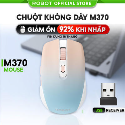 Chuột Quang Không Dây Tĩnh Âm ROBOT M370 Màu Hồng/ Màu Xám 3200 DPI Cảm Biến Quang Học Khoảng Cách Tín Hiệu 20m