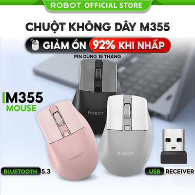 Chuột bluetooth Không Dây 2.4GHz ROBOT M355 Có 3 Mức DPI Di Chuyển Chuột  Mượt