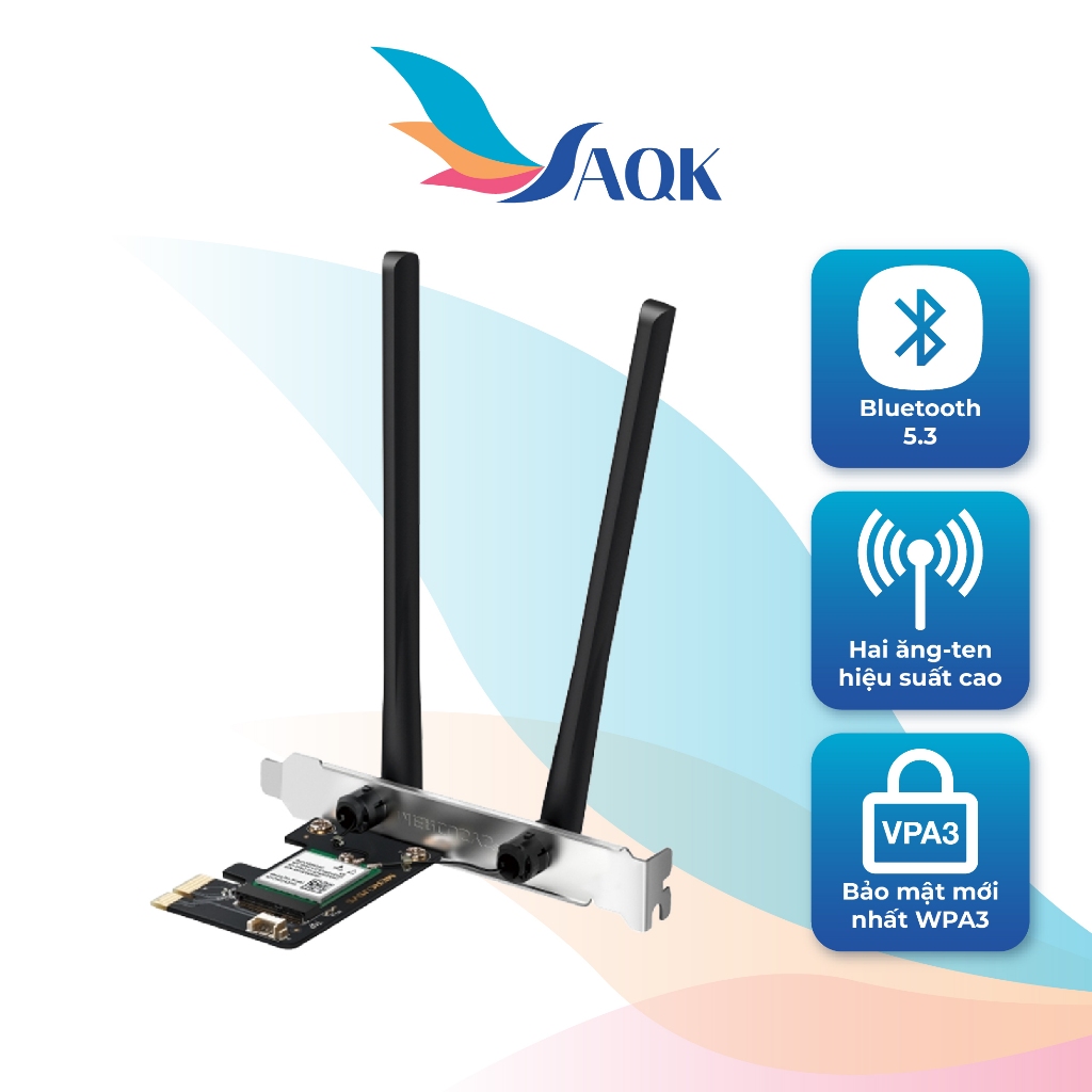 Card mạng PCIe Mercusys AX3000 Wifi 6 Bluetooth 5.3 PCle Adapter MA80XE - Hàng chính hãng