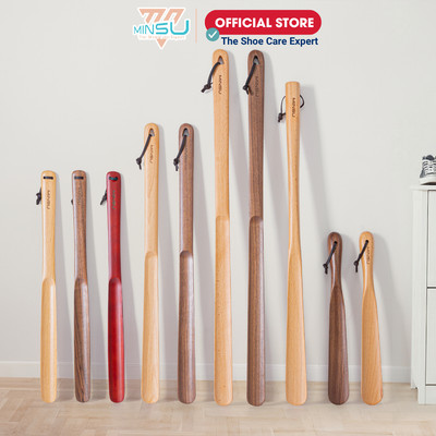 Cây Đón Gót Giày MINSU Shoehorn M2466 Dụng Cụ Hỗ Trợ Mang Xỏ Giày Bằng Gỗ Sồi, Gỗ Óc Chó Cao Cấp Dành Cho Nam Nữ