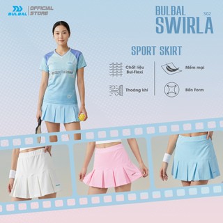Chân Váy Xếp Ly Thể Thao Bulbal Swirla S02, Pickleball, Cầu Lông, Tennis, Váy Liền Quần,Vải Mềm Nhẹ, 3 Màu Pastel
