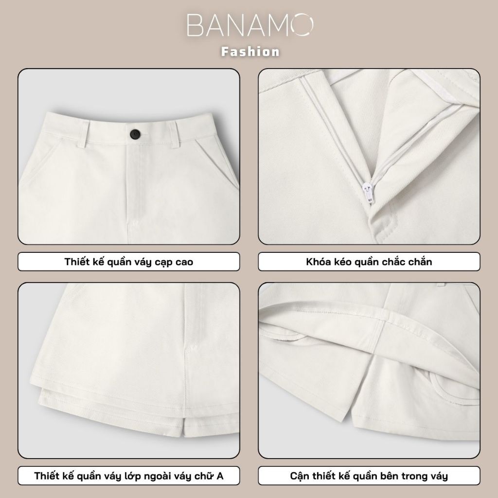 Quần váy kaki nữ BIGSIZE Banamo Fashion chân váy ngắn chữ A cạp cao có túi trẻ trung năng động phong cách Hàn Quốc 581 | BigBuy360 - bigbuy360.vn