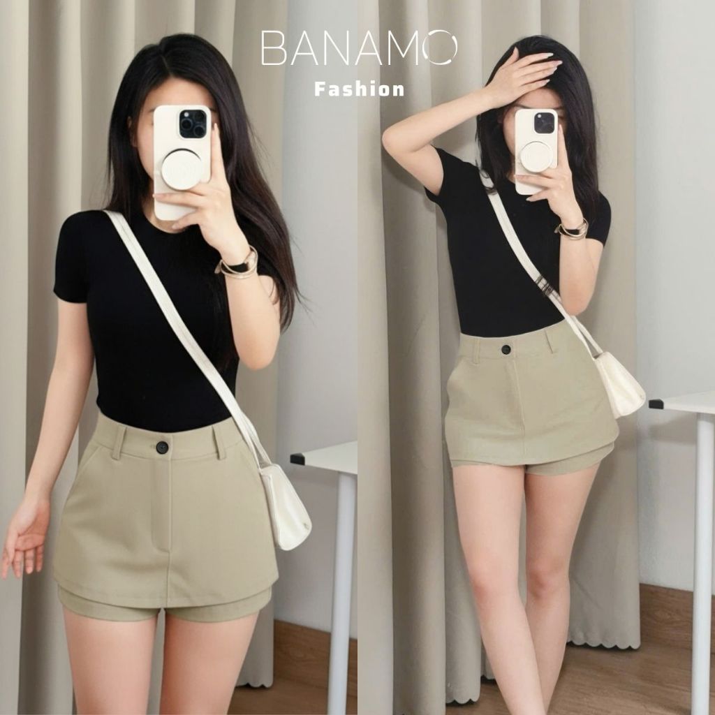 Quần váy kaki nữ BIGSIZE Banamo Fashion chân váy ngắn chữ A cạp cao có túi trẻ trung năng động phong cách Hàn Quốc 581 | BigBuy360 - bigbuy360.vn
