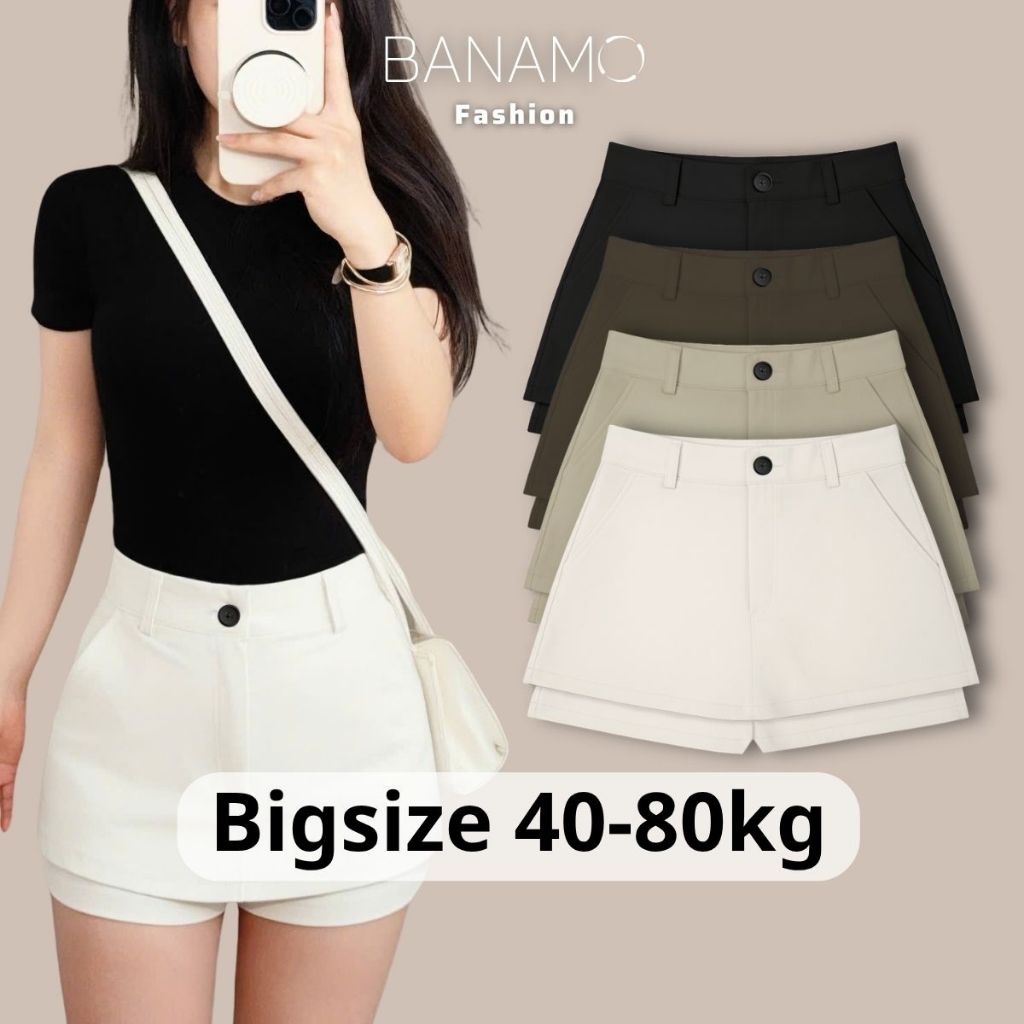 Quần váy kaki nữ BIGSIZE Banamo Fashion chân váy ngắn chữ A cạp cao có túi trẻ trung năng động phong cách Hàn Quốc 581
