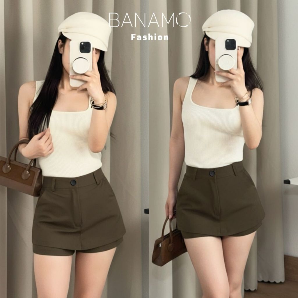 Quần váy kaki nữ BIGSIZE Banamo Fashion chân váy ngắn chữ A cạp cao có túi trẻ trung năng động phong cách Hàn Quốc 581 | BigBuy360 - bigbuy360.vn