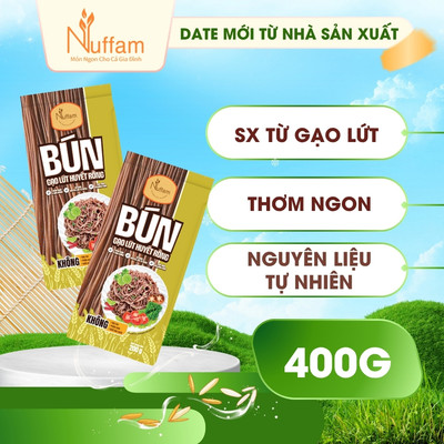 COMBO 2 GÓI Bún Gạo Lứt Giảm Cân Hữu Cơ Huyết Rồng Nuffam Eat Clean Ăn Kiêng - Gói 200g