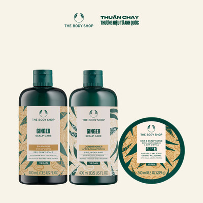 Combo Tẩy Tế Bào Chết Đầu Gừng 240ml & Dầu Gội 400ml & Dầu Xả Gừng 400ml Ginger Scalp Care The Body Shop