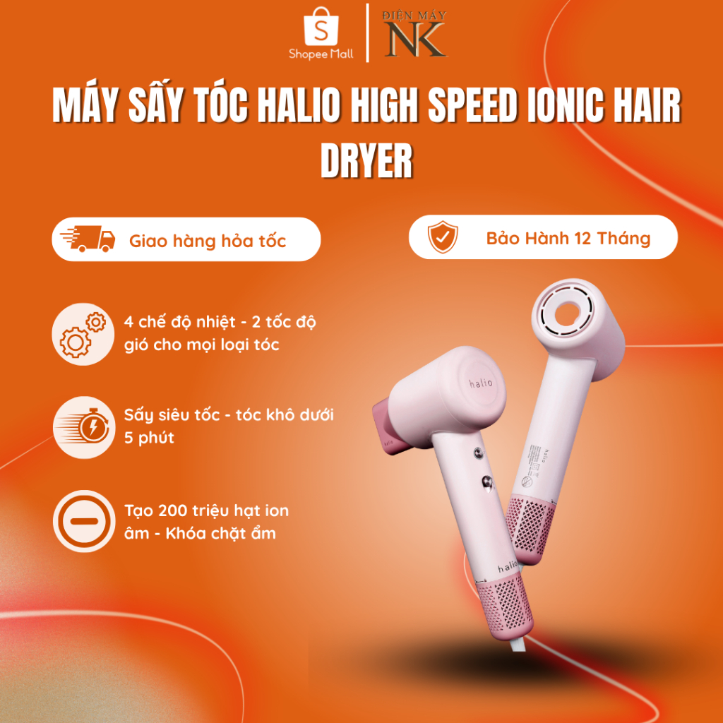 Máy Sấy Tóc Halio High Speed Ionic Hair Dryer - Bảo Hành 12 Tháng