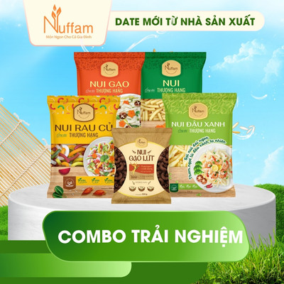 (Combo Trải Nghiệm) Nui Ống Dài Vàng, Nui Đậu Xanh, Nui Gạo Lứt, Nui Rau Quả , Nui Gạo