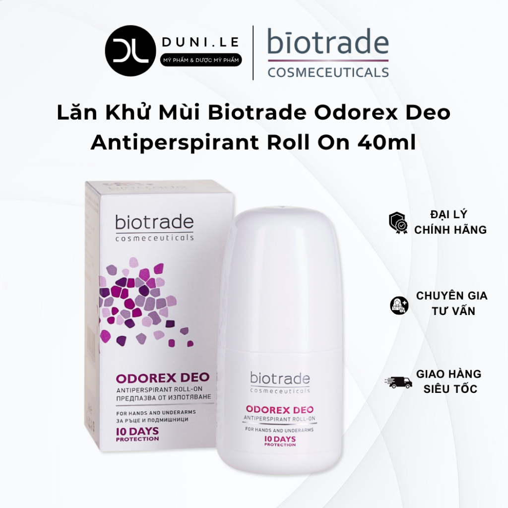 Lăn Khử Mùi Biotrade Odorex Deo Antiperspirant Roll On 40ml lòng bàn tay và nách Biotrade | Duni Le 