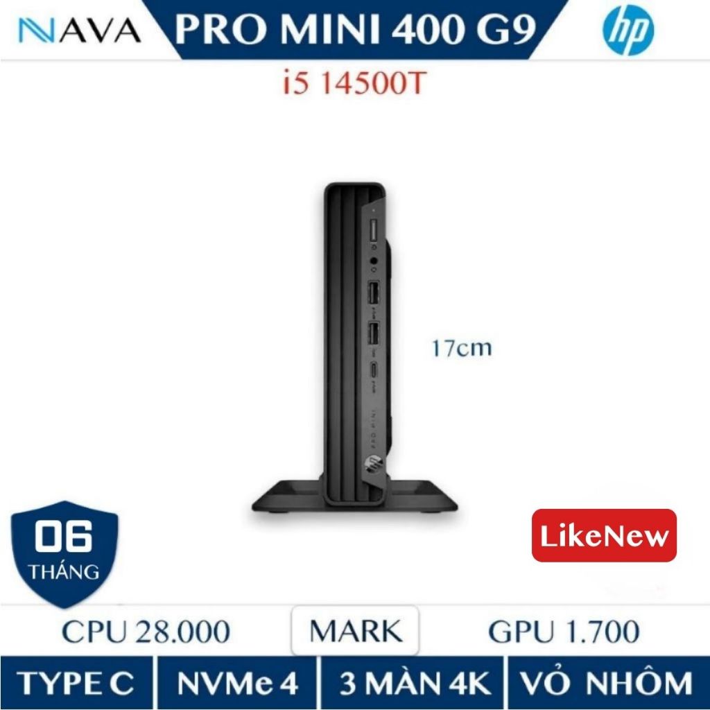 Mini PC LikeNew - Cũ - 2nd HP Pro Mini 400 G9 i5 - 14500T Gen14, RAM DDR5, SSD NVMe dùng văn phòng