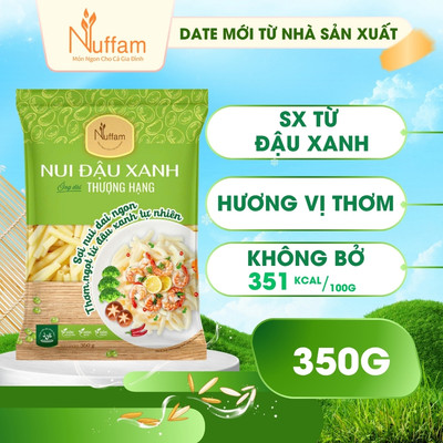 Nui Ống Dài Vàng Đậu Xanh 100% Hữu Cơ Eat Clean Giảm Cân Ăn Kiêng Nuffam - Túi 350gr