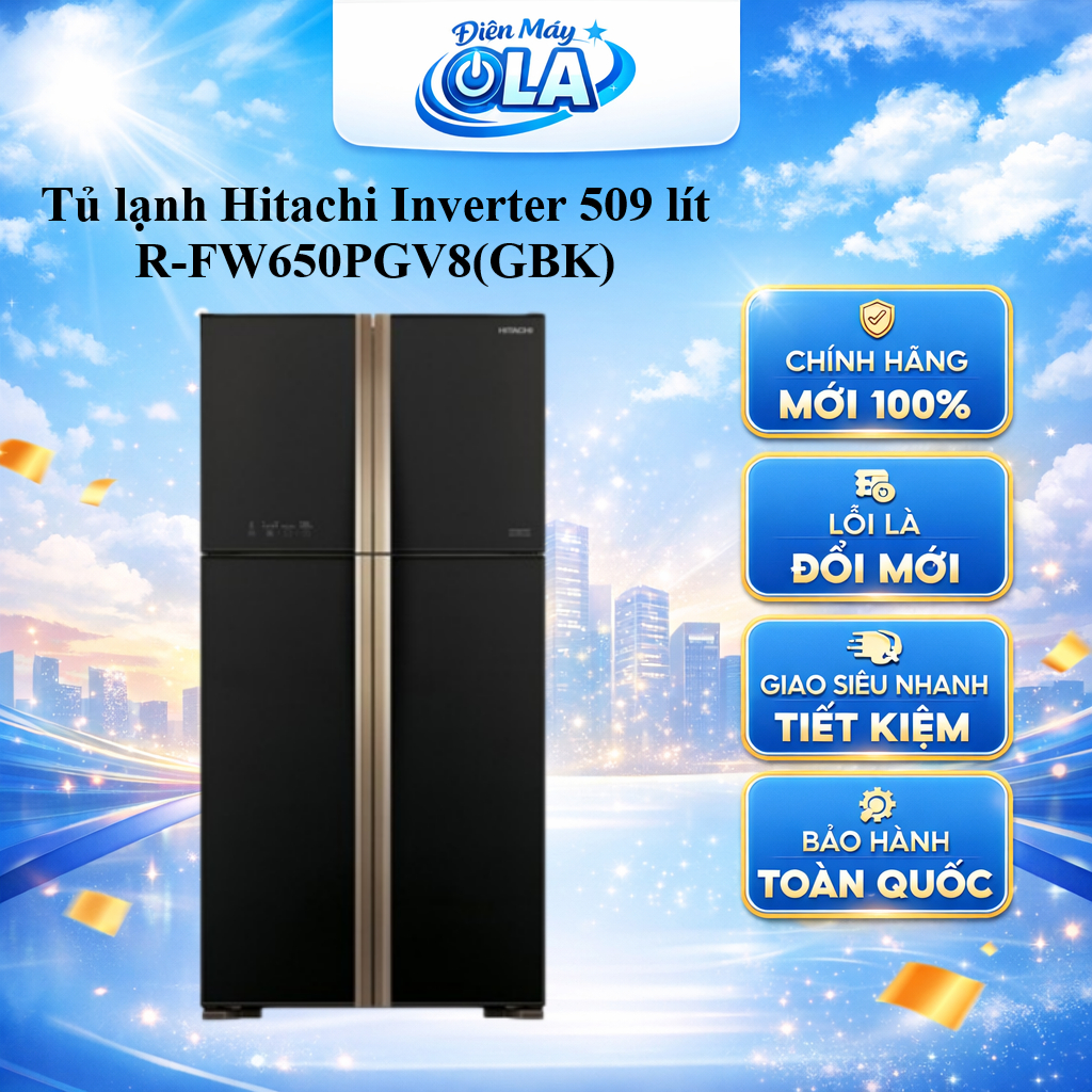 R-FW650PGV8(GBK) - Tủ lạnh Hitachi Inverter 509 lít R-FW650PGV8(GBK) - BẢO HÀNH CHÍNH HÃNG