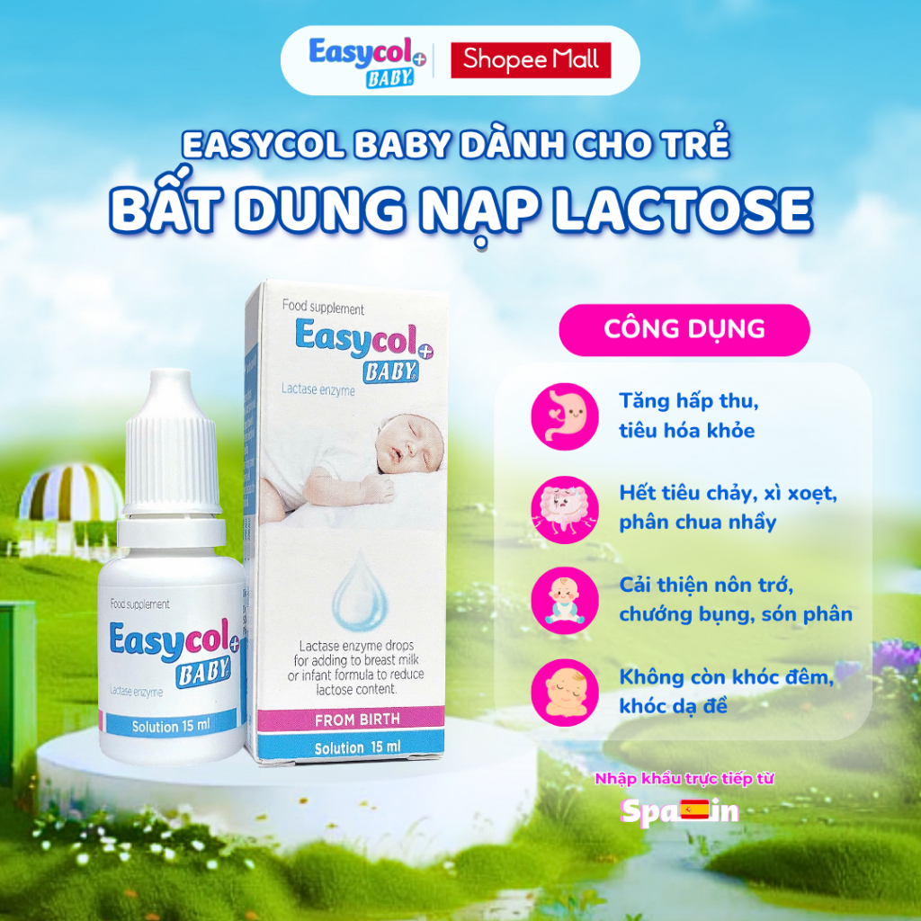 Enzyme Lactase Easycol Baby ngừa tiêu chảy, nôn trớ, hấp thu kém cho trẻ bất dung nạp lactose từ 0 n