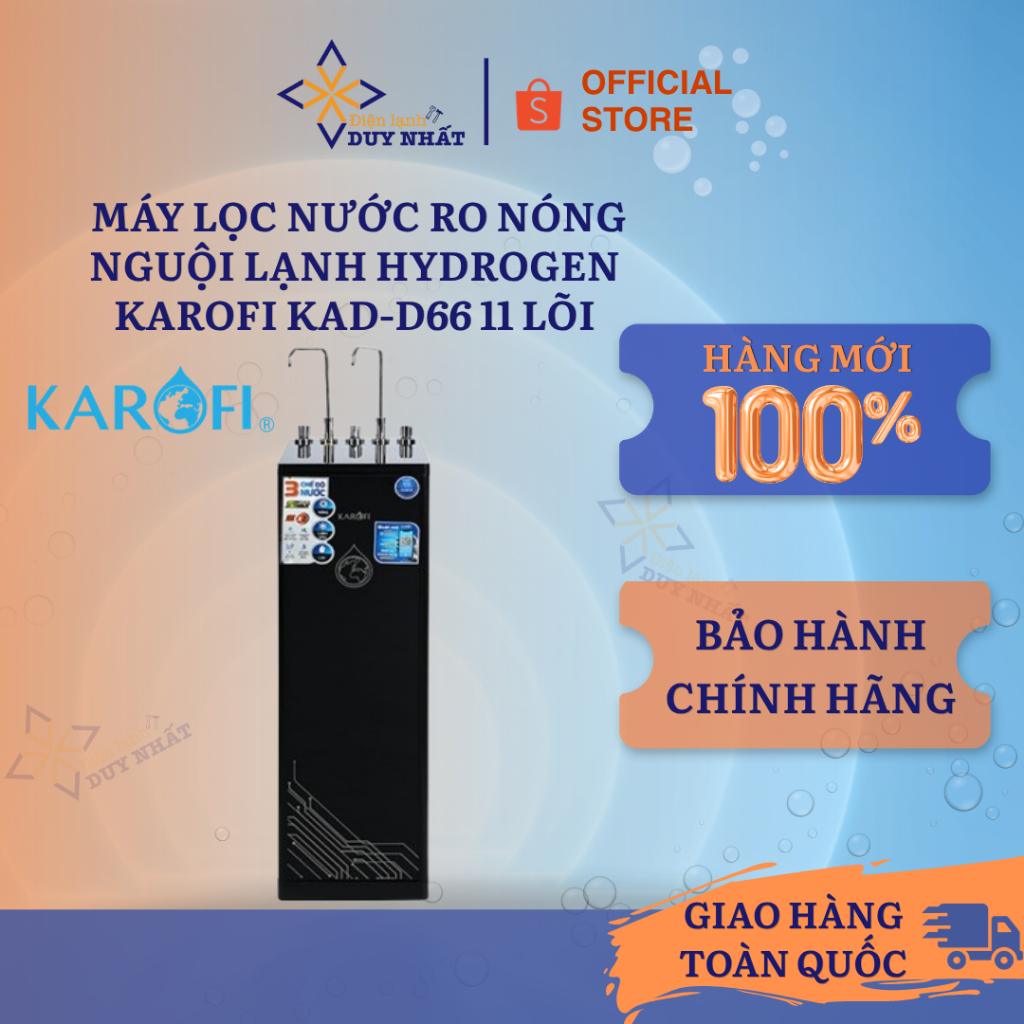 Máy lọc nước RO nóng nguội lạnh Hydrogen Karofi KAD-D66 11 lõi