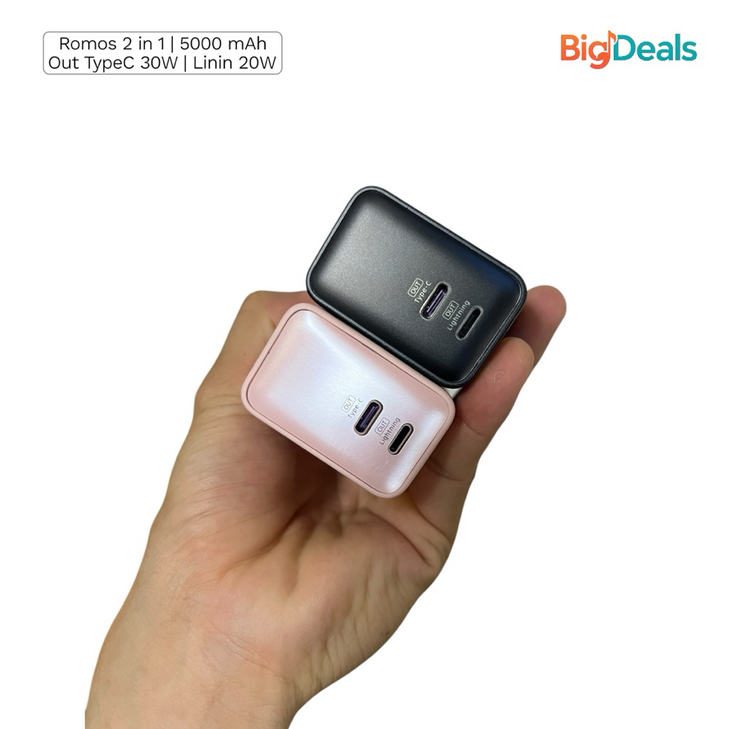 Sạc Dự Phòng 5000mAh 2in1 Mini 30W – ROMOSS PCP05-191 Type-C + Lignin Nobox