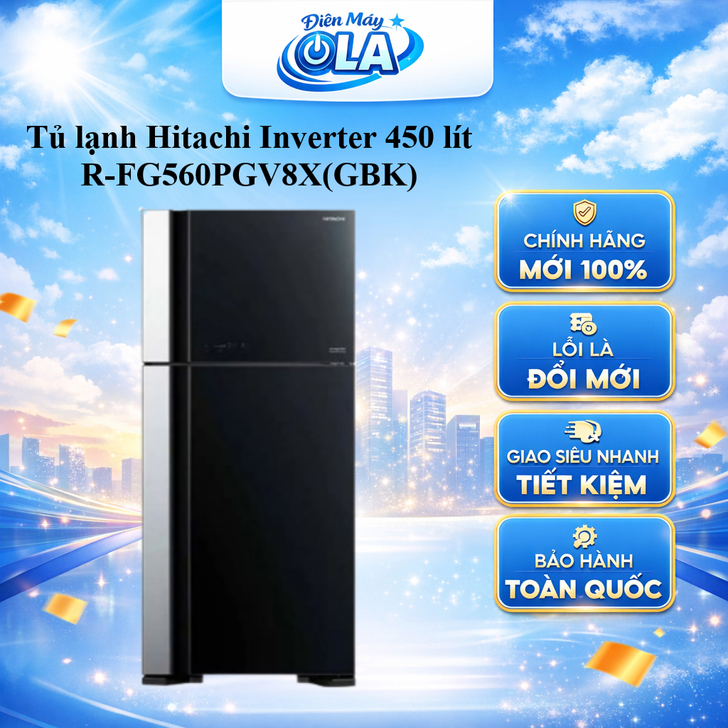 R-FG560PGV8X(GBK)  - Tủ lạnh HITACHI inverter 489 lít R-FG560PGV8X(GBK) - BẢO HÀNH CHÍNH HÃNG