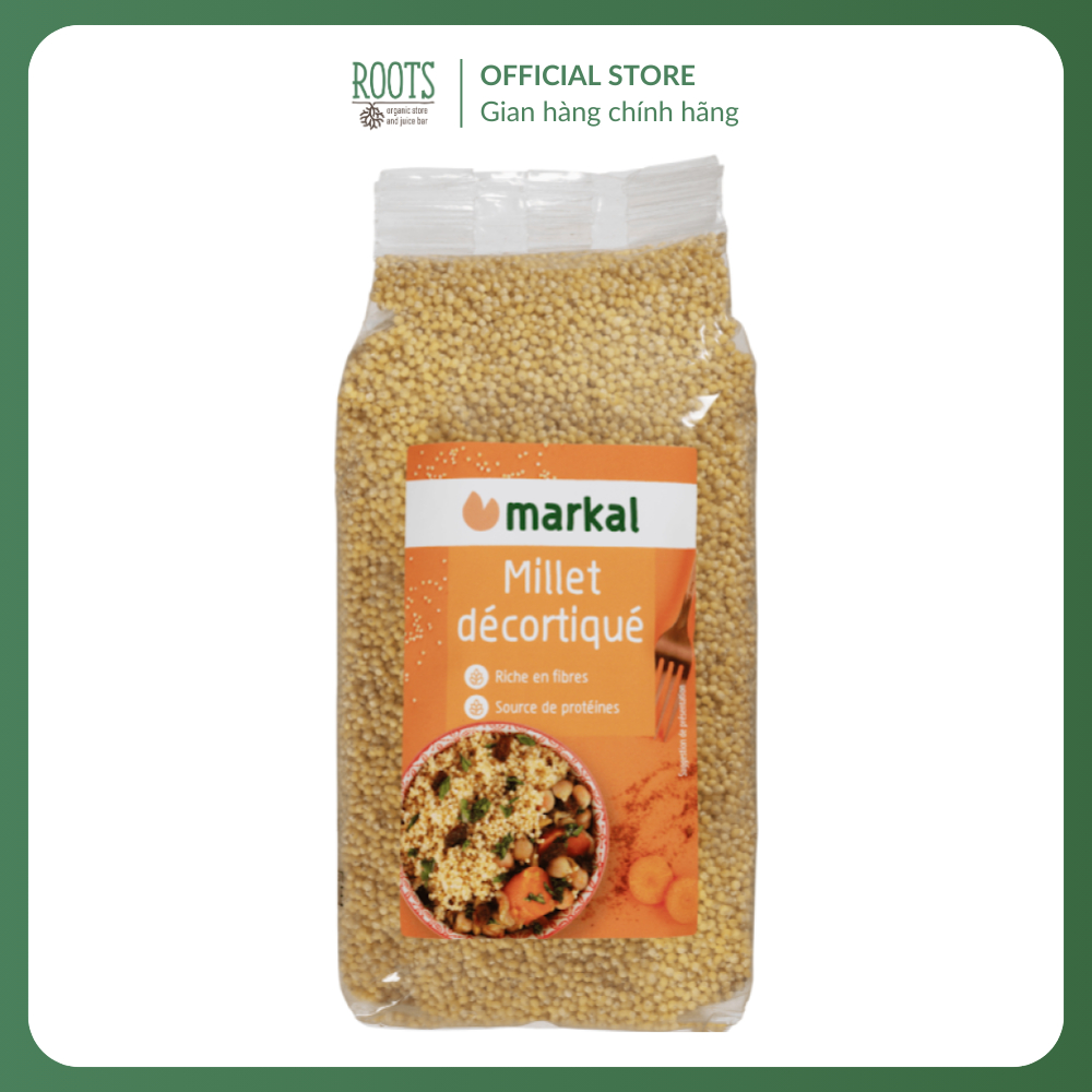(Ship hỏa tốc) MARKAL - Hạt Kê Bóc Vỏ Hữu Cơ, Millet Décortiqué, Organic Hulled Millet (500g)