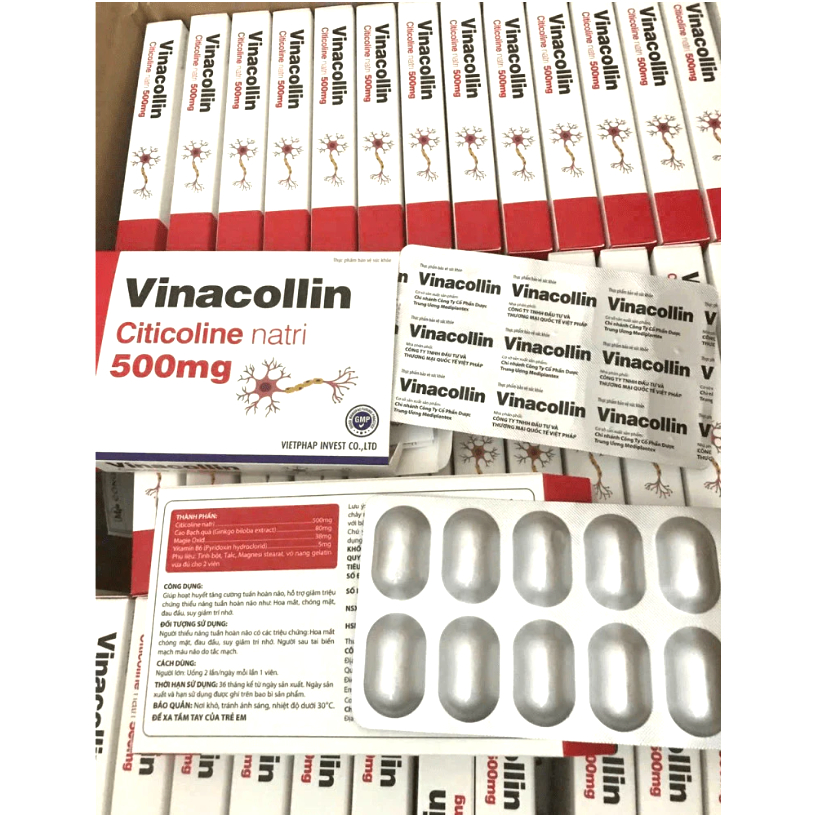 vinacollin citicoline natri 500mg hoạt huyết dưỡng não đau đầu chóng mặt tăng cường lưu thông máu dạ