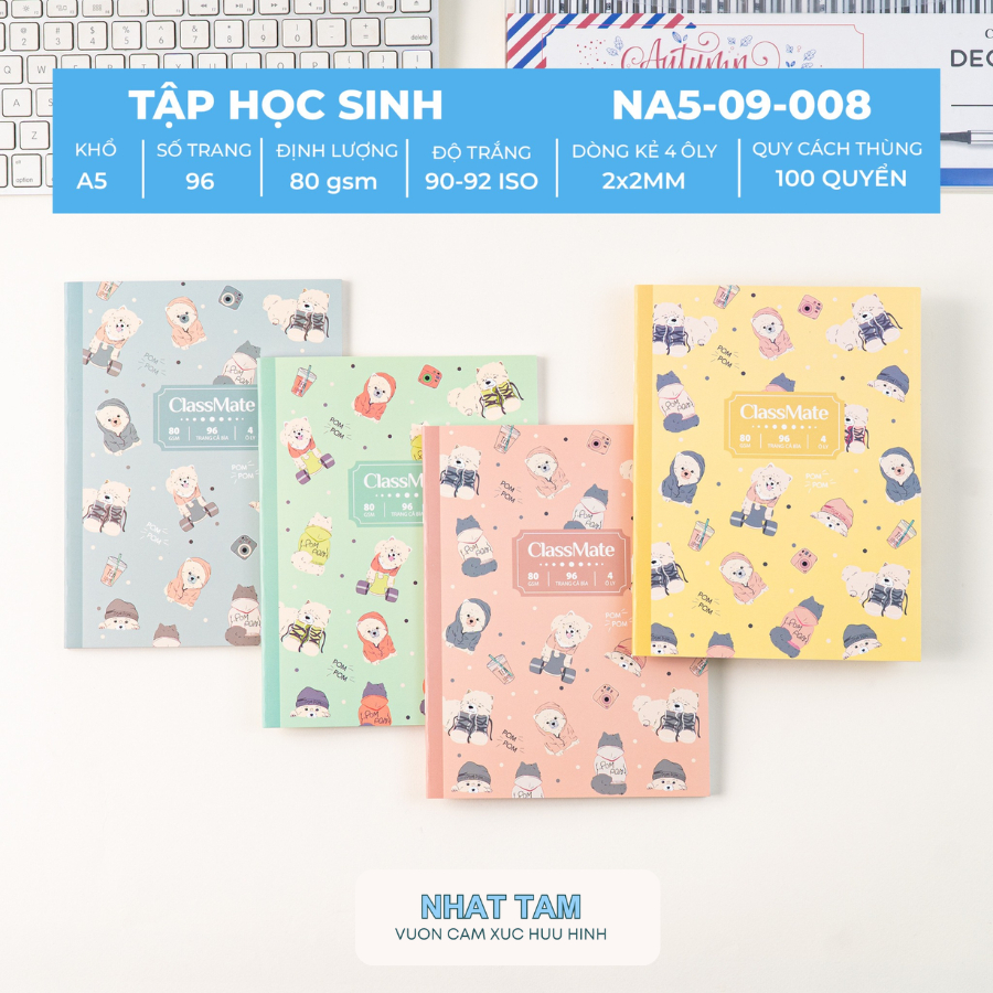 Vở Học Sinh A5 Classmate 80gsm Classmate Vở 4 Ô Ly 96 Trang Giấy Mịn