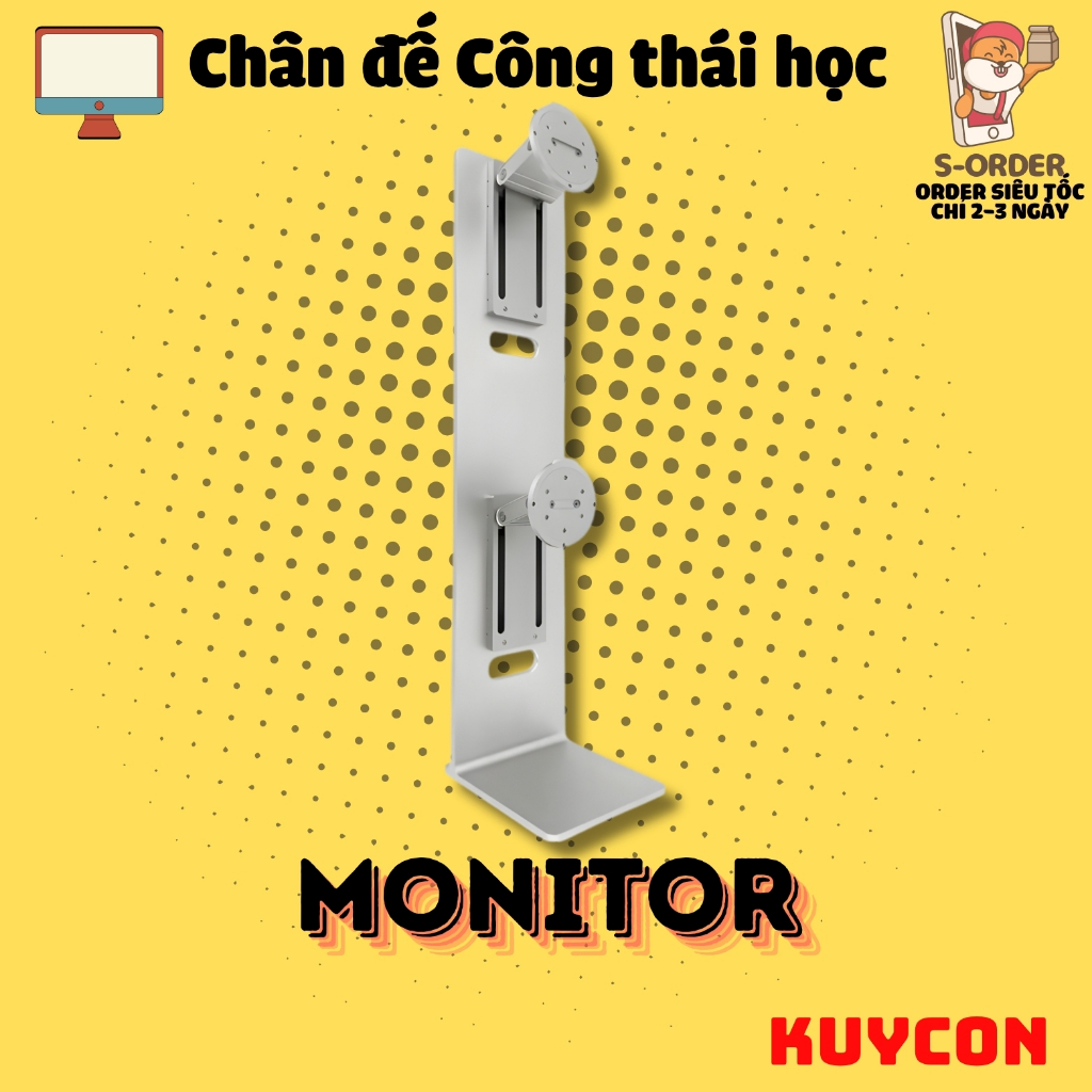 GIÁ ĐỠ MÀN HÌNH KÉP NÂNG HẠ KUYCON– KHUNG NHÔM CAO CẤP | XOAY LINH HOẠT | CHỊU TẢI 10KG