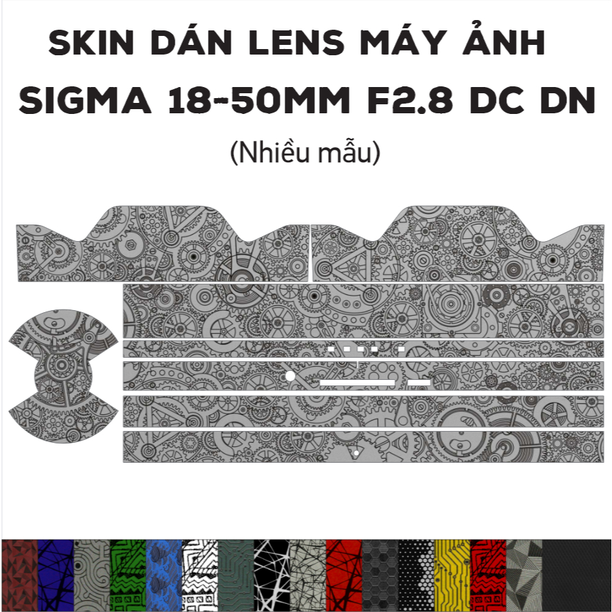 Skin dán Lens Sigma 18-50mm f2.8 DC DN (Nhiều mẫu) | Decal Film 3M dán bảo vệ ống kính máy ảnh 18-50