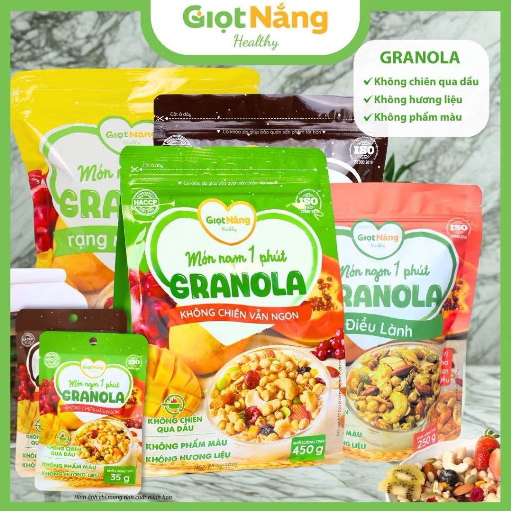 [Giọt nắng] Granola Ngũ Cốc Healthy Lành Mạnh Với Hạt và Trái Cây