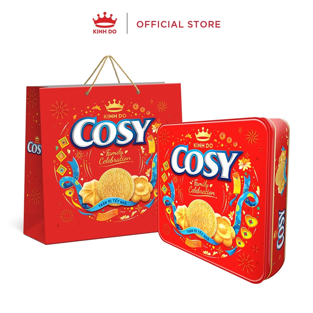 (Chính hãng) [CÓ TÚI GIẤY] Hộp Thiếc Bánh Quy Cosy Tết 2026 Bơ Vị Vani & Marie 408g
