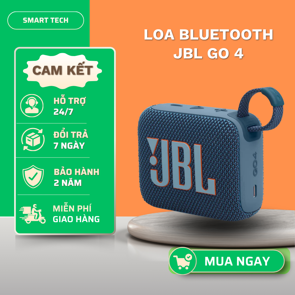 Loa Bluetooth JBL Go 4 - Âm Thanh Bass Ấn Tượng - Công Suất 4,2W - Pin 6 Giờ - Kháng Nước Bụi IP67 -