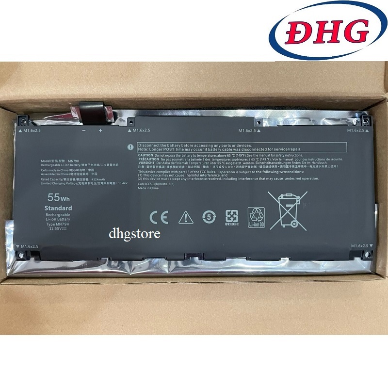 Pin laptop Dell XPS 13Plus 9320, XPS 9320, MN79H J7H5M 0J7H5M NXRKW 0NXRKW 0MN79H 55Wh