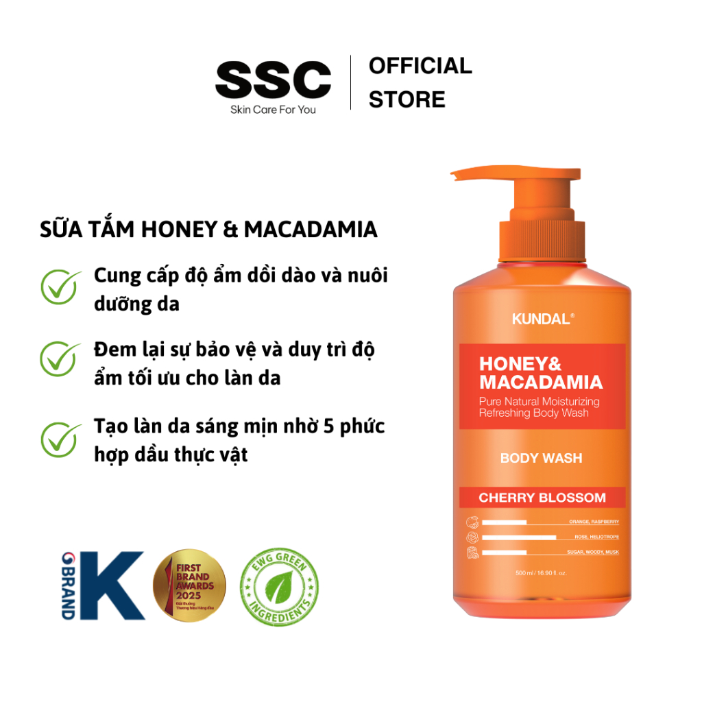 Sữa tắm Kundal Honey & Maccadamia 500ml