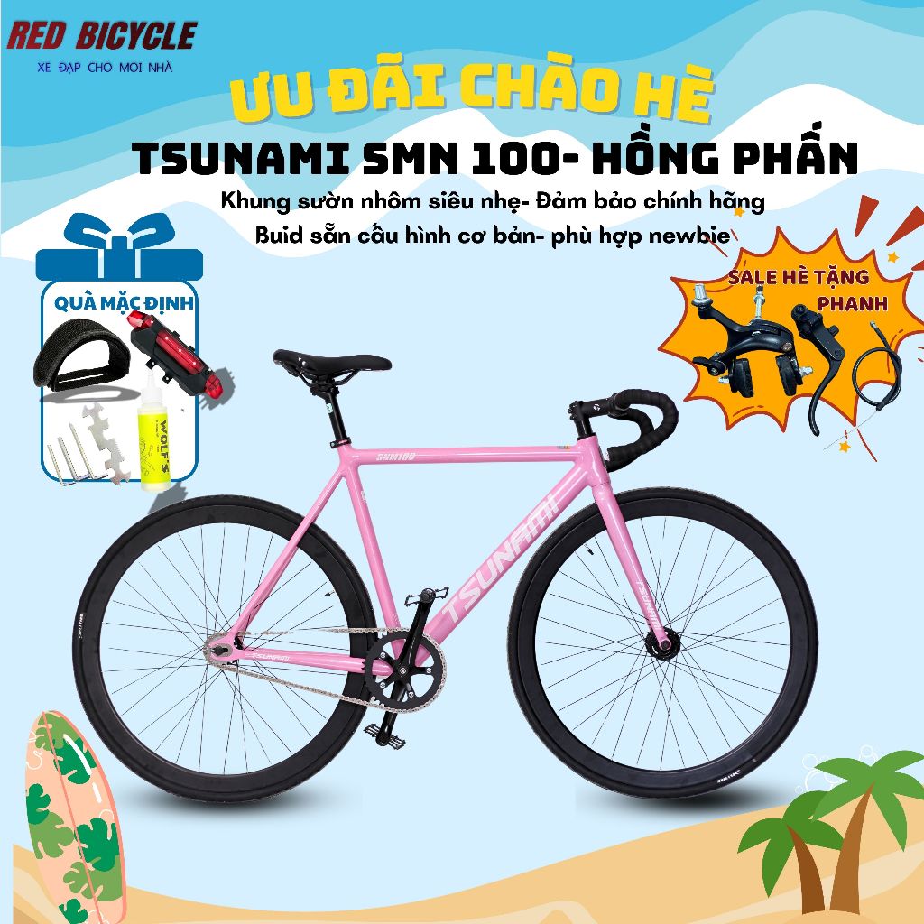 [Nhiều Màu] Xe Đạp Fixed Gear Tsunami SNM100 - Xe Đạp Tay Cong Nhẹ, Khung Không Mối Hàn