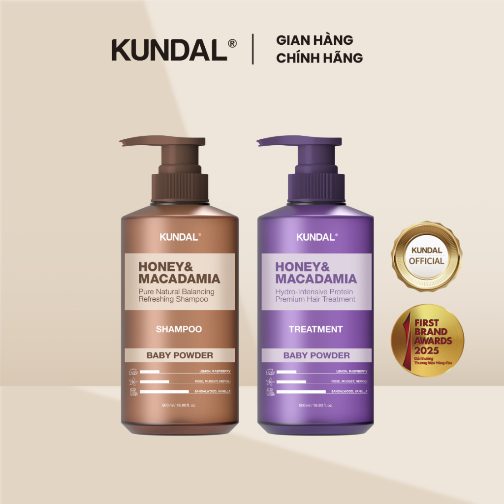 Set Dầu Gội - Dầu Xả Kundal Honey&Macadamia 500ml*2ea (BAO BÌ MỚI)