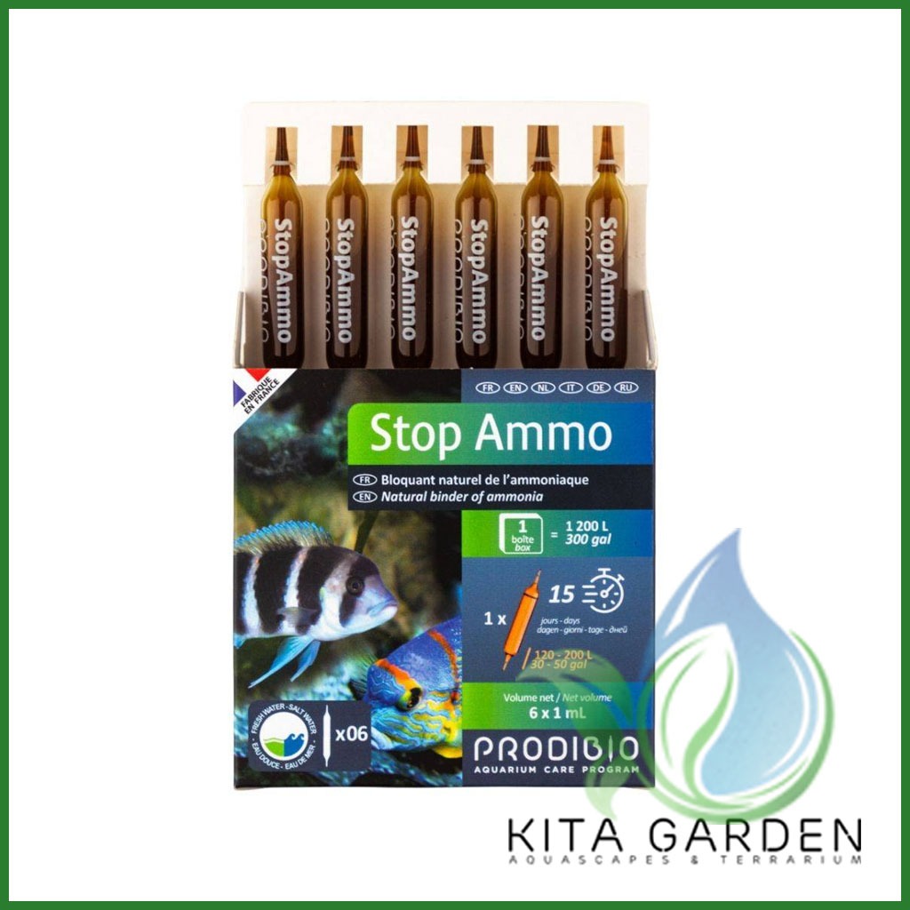Khử độc Prodibio Stop Ammo 1 ống giảm stress xử lý nước máy bể cá tép thủy sinh