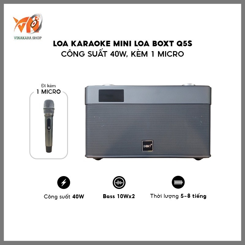 Loa Kéo Di Động Boxt Q5S – Gọn Nhẹ, 1 Micro UHF, Hát Gia Đình