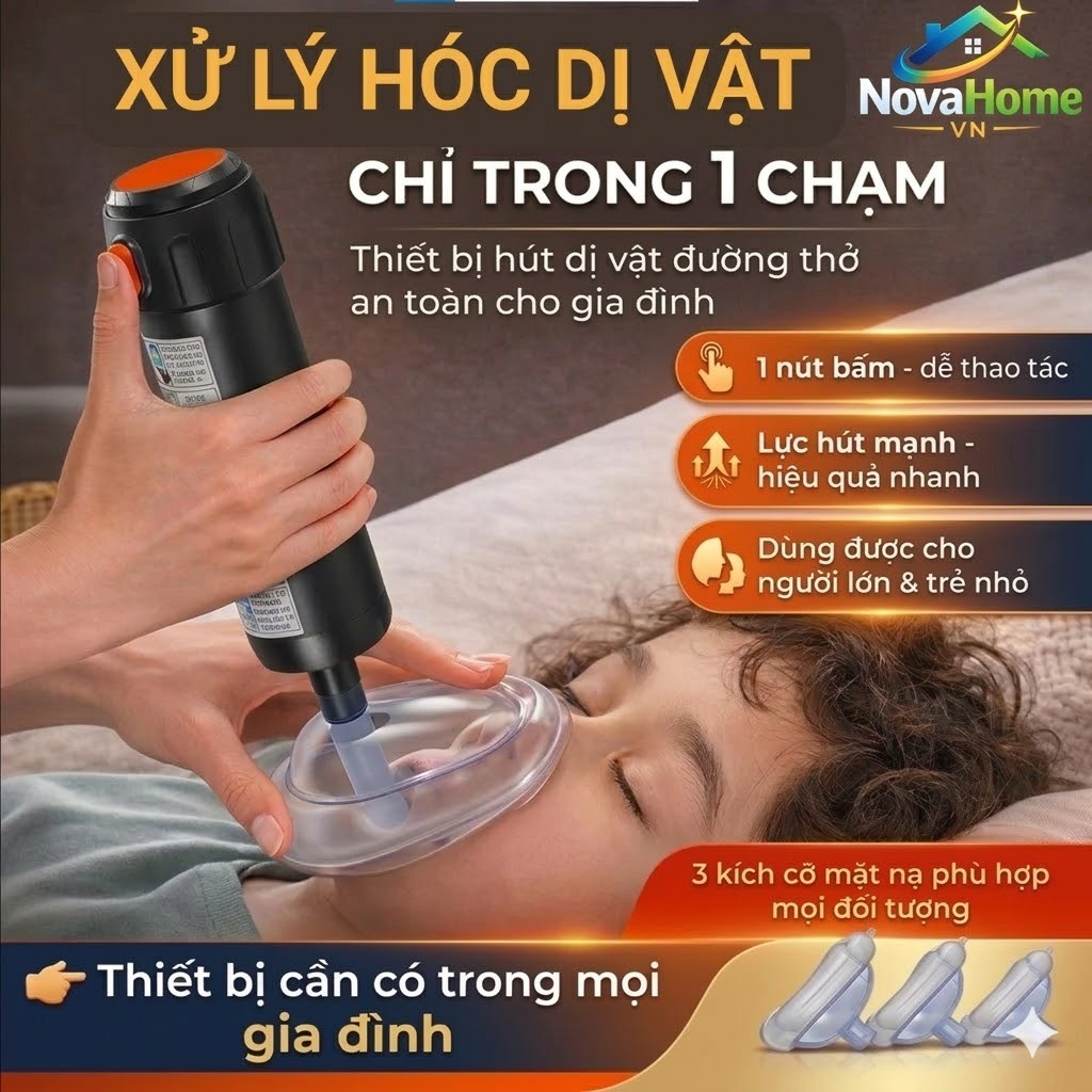 Thiết Bị Hút Dị Vật Đường Thở Heimlich Giúp Cứu Hóc Nghẹn, Nghẹt Thở Cho Trẻ Em và Người Già