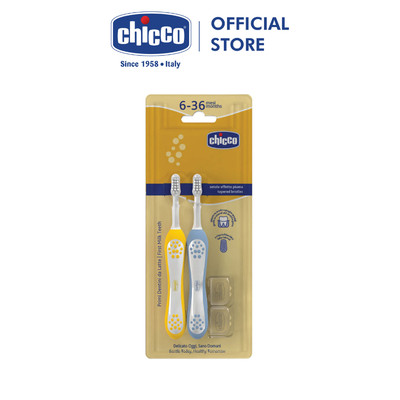 Bộ đôi bàn chải đánh răng Chicco 6-36M (Vàng - Xanh biển)