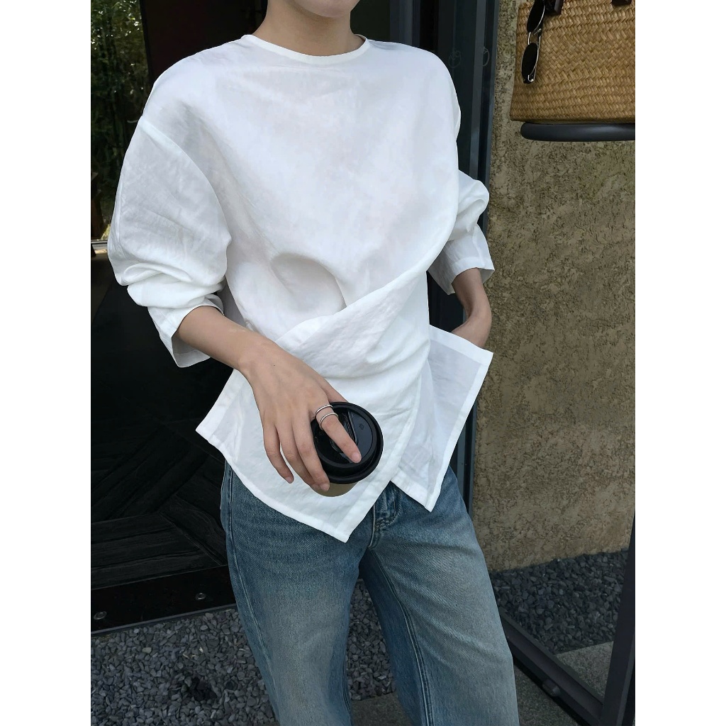 𝗚𝗨 𝗟𝗶𝗻𝗲𝗻 - | BEELY | - Áo Linen cổ tròn