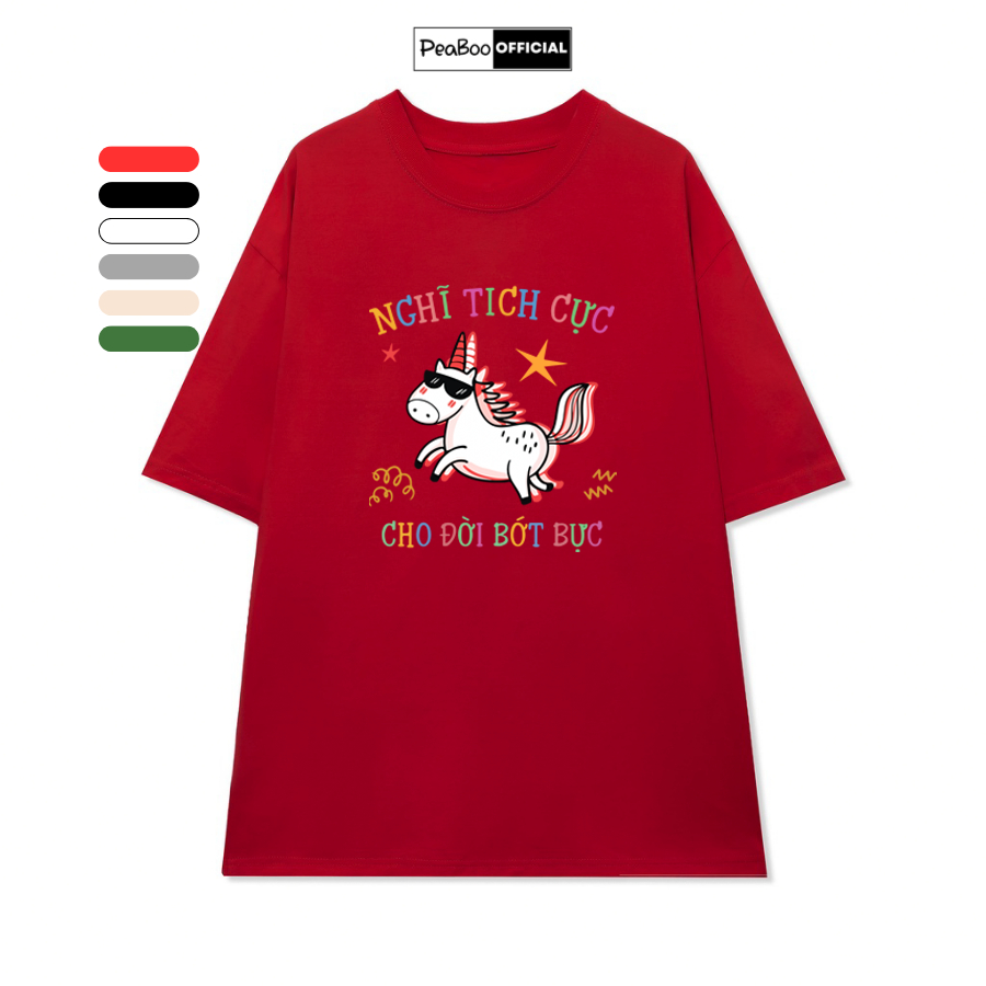 Áo Thun Nữ, Áo Phông Unisex By PEABOO Mã TN So Happy Chất Cotton Thoáng Mát Form Rộng Tay Lỡ Cho Nam Nữ | BigBuy360 - bigbuy360.vn