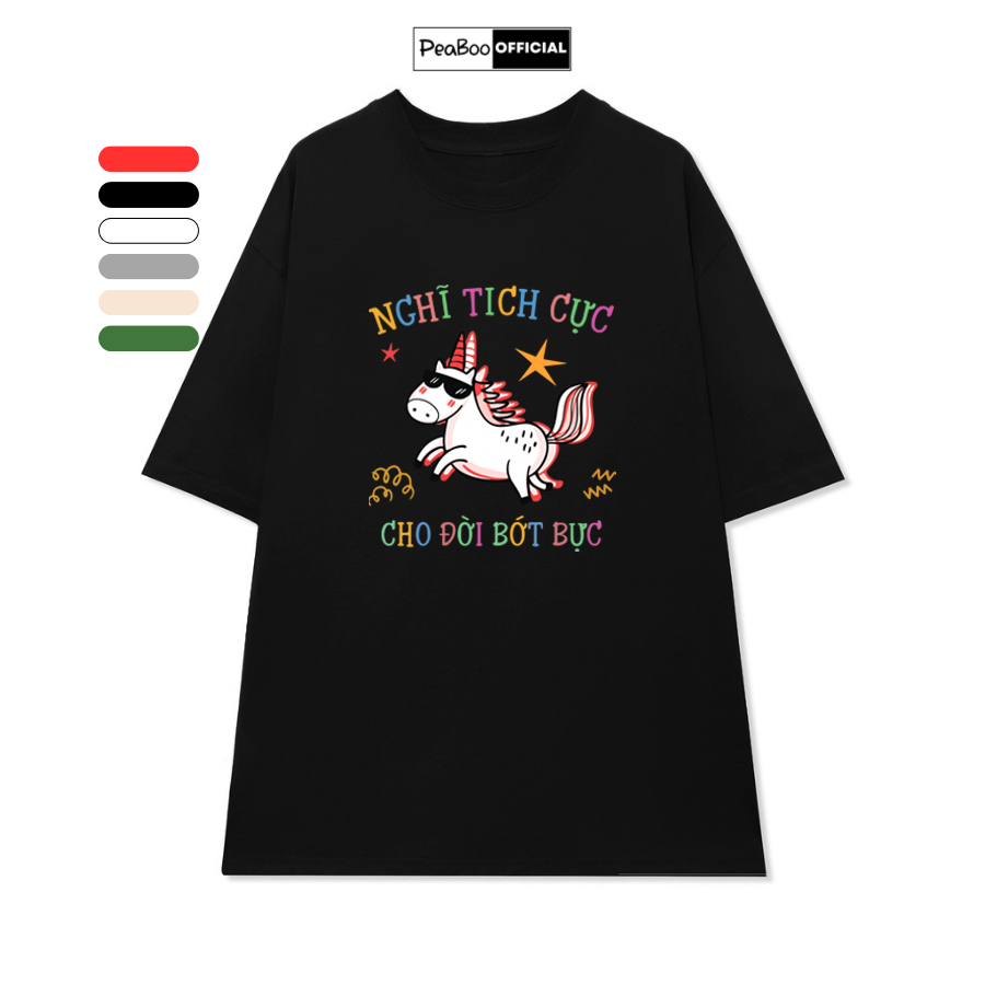 Áo Thun Nữ, Áo Phông Unisex By PEABOO Mã TN So Happy Chất Cotton Thoáng Mát Form Rộng Tay Lỡ Cho Nam Nữ | BigBuy360 - bigbuy360.vn