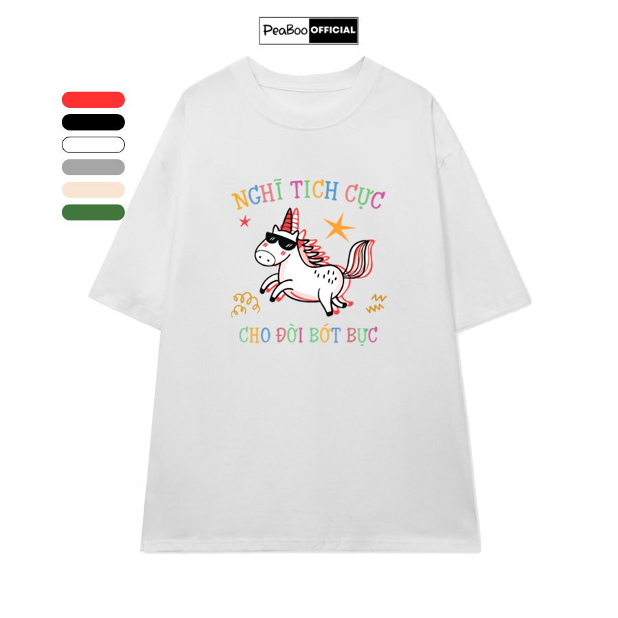 Áo Thun Nữ, Áo Phông Unisex By PEABOO Mã TN So Happy Chất Cotton Thoáng Mát Form Rộng Tay Lỡ Cho Nam Nữ | BigBuy360 - bigbuy360.vn