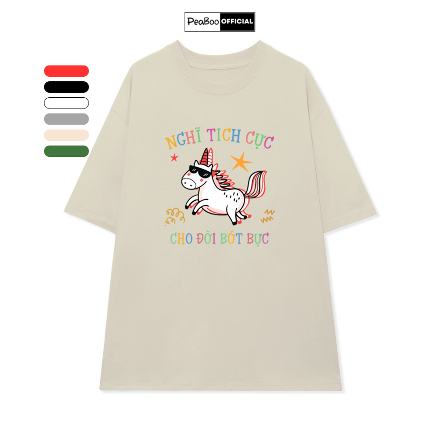 Áo Thun Nữ, Áo Phông Unisex By PEABOO Mã TN So Happy Chất Cotton Thoáng Mát Form Rộng Tay Lỡ Cho Nam Nữ | BigBuy360 - bigbuy360.vn