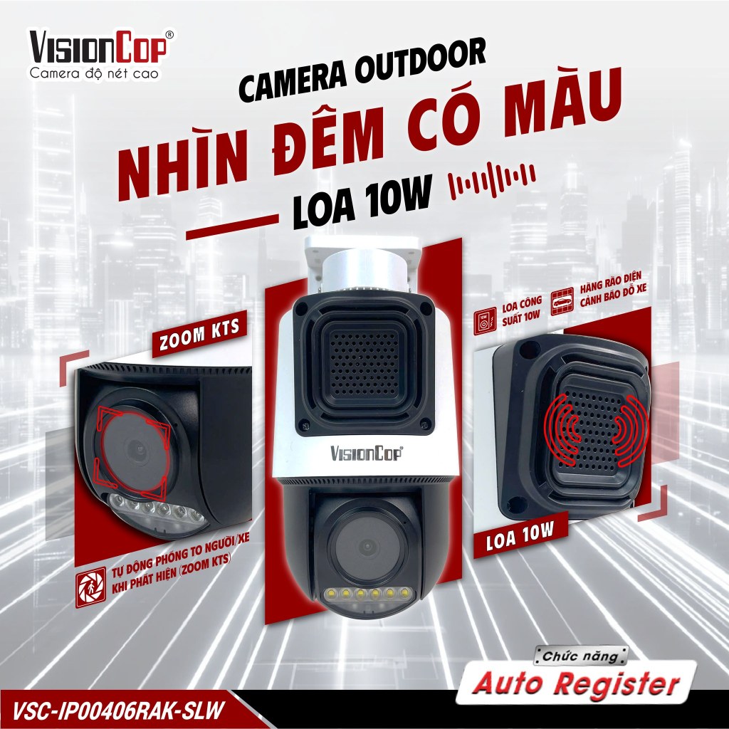 Camera IP Wifi VisionCop VSC-IP00406RAK-SLV: Siêu Phẩm Loa siêu to. Giám Sát 4.0MP Toàn Diện.