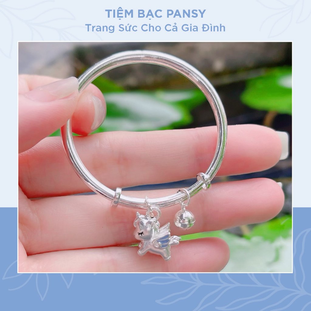 Vòng bạc ta khắc tên mix charm ngựa cho bé sinh năm Bính Ngọ 2026 - TIỆM BẠC PANSY