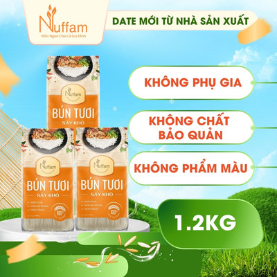 Combo 3 Túi Bún Tươi Sấy Khô - Chính Hãng Nufami - Túi 400gr