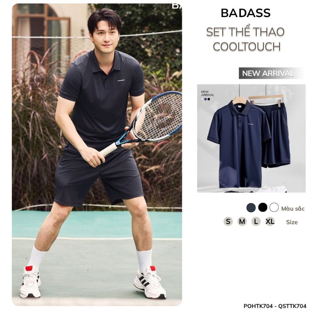 Áo Polo ,Quần Sooc Nam BADASS Cooltouch Regular Fit Co Giãn 4 Chiều Nhanh Khô Thoáng Mát_POHTK704, Q